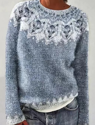  Dámské Vánoční svetr Fair Isle svetr Svetr Svetr Fair Isle Módní Šik ven Květinový Tričkový Pletený Tisk Dlouhý rukáv Běžné topy Plést Denní Jdeme ven Víkend Černá Žlutá Podzim Zima