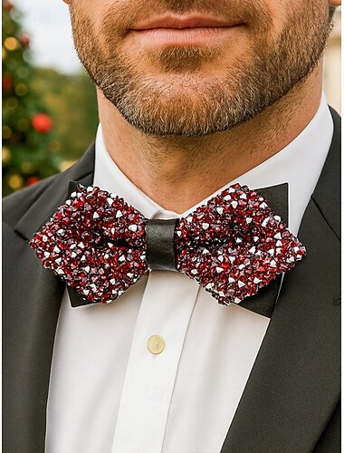  Weihnachtsfliege für Herren – funkelndes Polyester-Paillettenmaterial, festlich und stilvoll, perfekt für Feiertagspartys, Winterfeste und Silvesterveranstaltungen