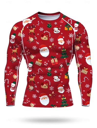 Vánoce Pánské Unisex Koşu Tişörtü Sportovní košile Gymnastická košile Fitness košile Cvičební košile Dlouhý rukáv Tričko Komiks UPF 50 Odolná proti UV záření Yumuşak Ter Emen Horské kolo Cvičení v