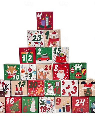  Kerst adventskalender om te vullen, 24 adventskalender doosjes, adventskalender zelf vullen voor knutselen en staan, kerstversiering