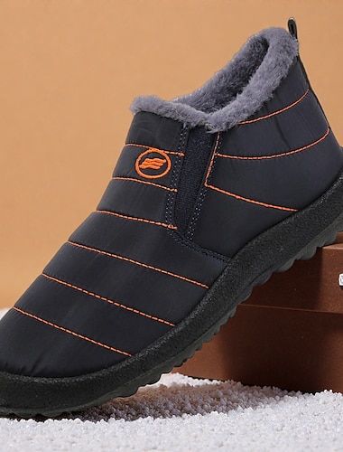  stivali invernali slip-on da uomo neri con fodera in pile: calzature calde e comode per il freddo e le attività all'aperto