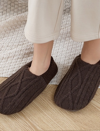  Тапочки с трикотажной флисовой подкладкой для мужчин и женщин, теплые, нескользящие, для дома и улицы, с уютной плюшевой подкладкой