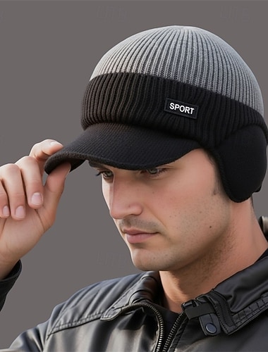  Miesten Sukupuolineutraali Korvaläppähattu Matala lippis Talvihatut Neulo hattu Talvipipo Musta Laivaston sininen Polyesteri Kudottu Kodikas Arki-asut Bile Väripalikka Lämmin