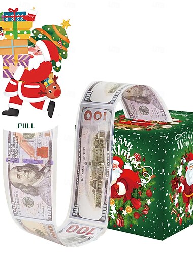  Weihnachtsüberraschungs-Spardose, Cartoon-laminierte Ausziehkassette, lustiges Weihnachtsgeschenk für Kinder und Erwachsene