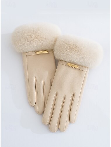  Damhandskar med pekskärm, polyester i fuskpäls, mysiga vinterhandskar till jul, eleganta och snygga som julklapp