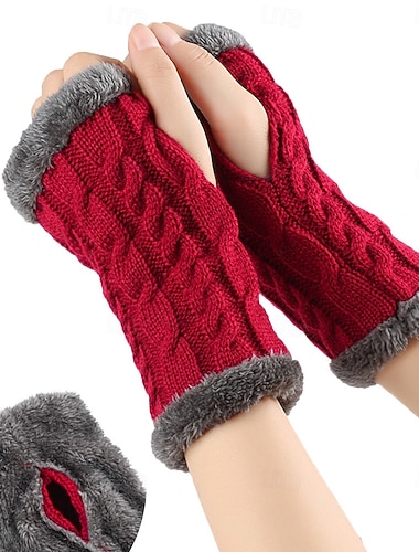  Γυναικεία 1 ζευγάρι Χωρίς Δάχτυλα / Πλεκτά γάντια Κομψό στυλ street / Υπαίθριο Γάντια - Σκέτο Κομψό