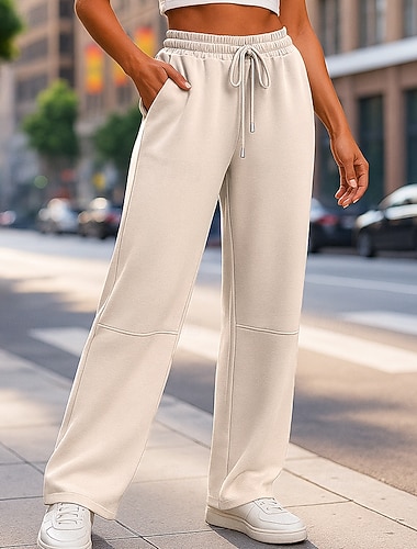  Per donna Pantaloni a gamba larga Pantaloni sportivi della tuta Pantaloni da tuta Tasca Vita Alta Pantaloni Palestra Athleisure Allenamento Primavera Autunno Traspirante All'aperto Viaggio Sportivo