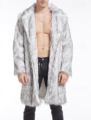  Per uomo Giacca Invernale Cappotto in Pelliccia Sintetica Vacanza Quotidiano Calore Termico Pile Autunno Inverno Semplice Moda Streetwear Bavero Lungo Bianco Giallo Grigio Giacca