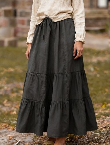  Retro vintage Middeleeuws Renaissance Tot de enkel Rok Cottagecore Effen Kleur Kostuum Dames Fantasie Vakantie LARP Ren Faire Volwassenen Rok
