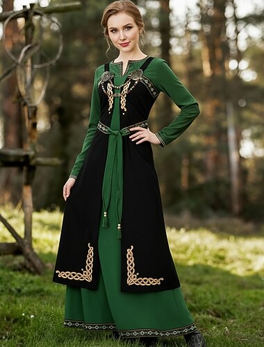  Средневековый Эпоха возрождения Коктейльные платья  Маскарад Платье выпускного вечера Ranger Эльфийский Маскарадный костюм Жен. Селтик Викинг фантазия Хэллоуин Карнавал Маскарад
