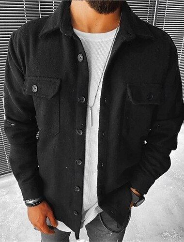 Herren Hemd Freizeithemd Flanellhemd Knopfhemd Schwarz Grau Langarm Einfach Revers Urlaub Ferien Tasche Bekleidung Polyester Mode Lässig Bequem   Herren Hemd Freizeithemd Flanellhemd Knopfhemd Schwarz Grau Langarm Einfach Revers Urlaub Ferien Tasche Bekleidung Polyester Mode Lässig Bequem