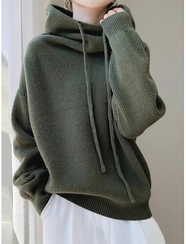  Dame Genser Elegant Daglig Stilfull Rullekrage Strikket Langermet Vanlige topper Strikke Daglig Blå Ingefær Vår Høst