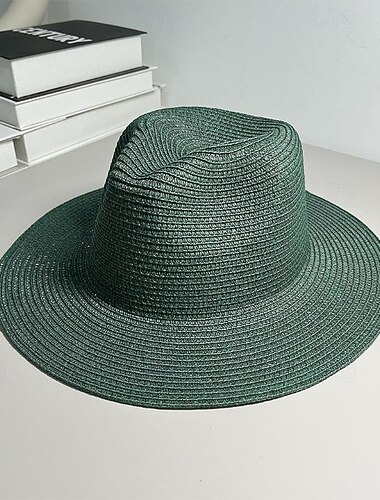  Hatter polyester Stråhatt Bryllup Ferie Te Fest Strand Årgang Solbeskyttelse Med Glat Hodeplagg Hodeplagg