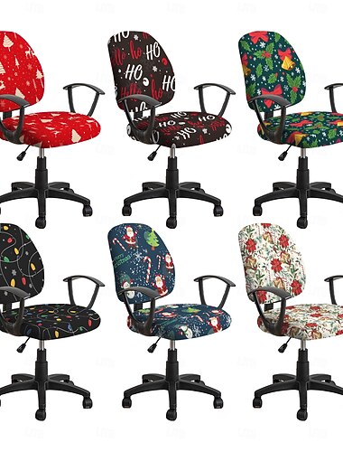 Coprisedia da ufficio natalizio / coprisedia per sgabello, coprisedia elasticizzati in poliestere con stampa geometrica per sedie da scrivania, da pranzo o da ufficio   Coprisedia da ufficio natalizio / coprisedia per sgabello, coprisedia elasticizzati in poliestere con stampa geometrica per sedie da scrivania, da pranzo o da ufficio