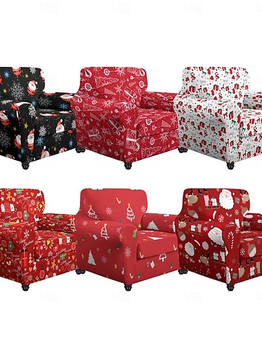  Świąteczne pokrowce na fotele i sofy, poliestrowe pokrowce z przędzy barwionej na rośliny, rozciągliwe, idealne do świątecznej dekoracji domu