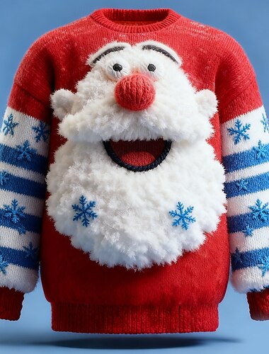  Stygg julegenser Herre julenissen 3D-utskrift 3D-tegneseriefigur Pullover genser Strikketøy Crewneck Fritid Feriereise Daglig Festival Strikking Hold Varm Langermet Vår Høst Vinter Rød -1 Rød -2 Rød
