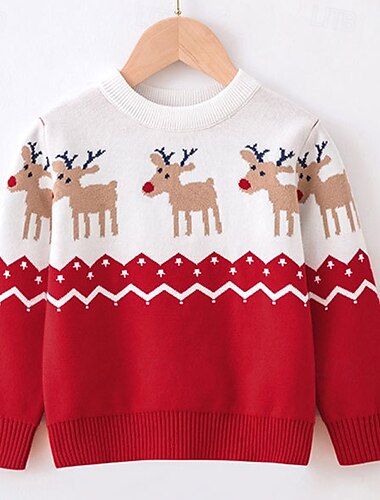 Дети Универсальные Новогодняя тематика Рождественский свитер Олень Длинный рукав Crewneck Новогодние подарки Мода Красный Осень Одежда 4 года +   Дети Универсальные Новогодняя тематика Рождественский свитер Олень Длинный рукав Crewneck Новогодние подарки Мода Красный Осень Одежда 4 года +