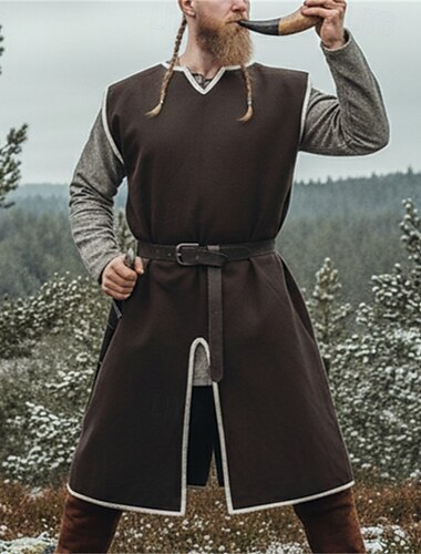  Punk & Gothic Middeleeuws Renaissance Blouse / overhemd Tuniek Krijger Ridder Viking Keltische ridder Ranger Boogschieten Kostuum Voor heren Viking Fantasie Prestatie Feest Halloween Volwassenen