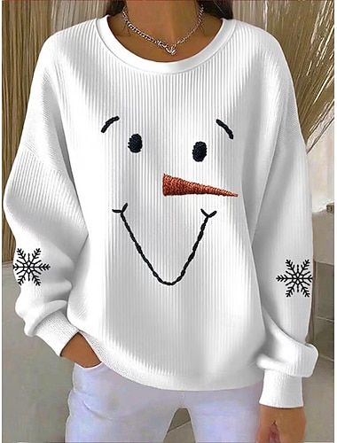 Damen Pullover Grafik Schneemann Hässliche Weihnachten Warm Klassisch Lässig Langarm Rundhalsausschnitt Normale Oberteile Heim Straße Alltagskleidung Druck Weiß Rosa Blau Herbst Winter   Damen Pullover Grafik Schneemann Hässliche Weihnachten Warm Klassisch Lässig Langarm Rundhalsausschnitt Normale Oberteile Heim Straße Alltagskleidung Druck Weiß Rosa Blau Herbst Winter