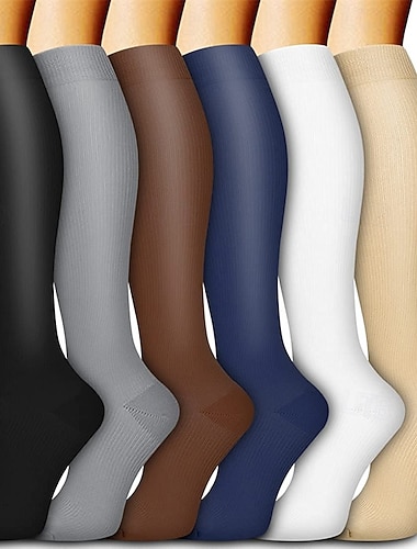  Damen Knielange Socken Outdoor Täglich Ferien Einfarbig Polyester Basic Klassisch Lässig Elastisch Warm 6 Paare