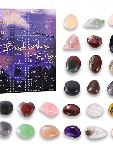  تقويم مجيء الأحجار الكريمة المعدنية الكريستالية صندوق هدايا عيد الميلاد صندوق التقويم مناسب للتجميع أو ديكور المنزل هدية عطلة مفاجئة مناسبة للعائلة مناسبة لعيد الميلاد والهالوين وعيد الفصح ديكور