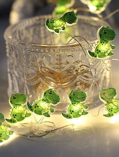  LED Kobber Tråd Kæde Lys Dinosaur Formet Guirlande Lys 2m 20LEDs Batteridrevet Bryllup Fødselsdagsfest Ferie Børneværelse Dekoration Nytårs Børnegave