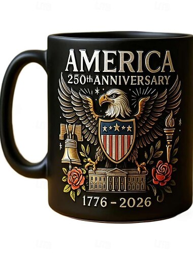  USAs 250-årsjubileumskrus, 11oz keramisk kaffekrus feirer USAs 250-årsjubileum, ørnen og flagget symboliserer patriotisk dekoratør, trykte keramiske kopper til kaffe, te eller varm sjokolade