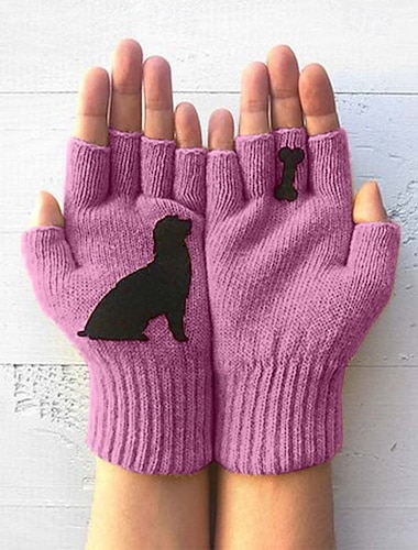  Γυναικεία 1 ζευγάρι Μισά Δάχτυλα / Πλεκτά γάντια Κομψό στυλ street / Υπαίθριο Γάντια - Στάμπα Στάμπα