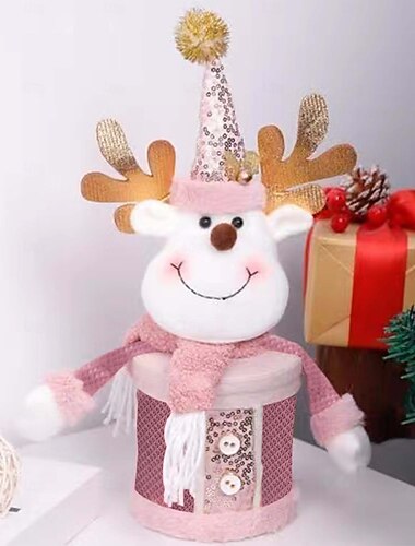  1 stk. julegaveposer av lin – gjenbrukbare 2026 nye julegaveposer med epleformet snømann og snøfnugg i form av julemotiv – til julefestdekorasjoner