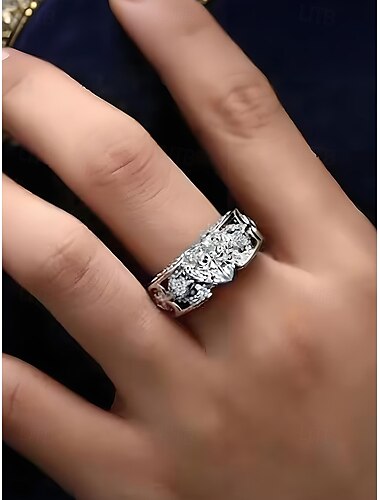  Rød hjerteformet edelstensring for kvinner med sølvbelagt bånd – elegante smykker til julegave og høytidsanledninger