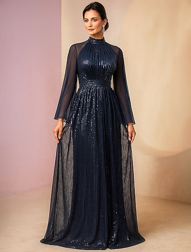 A-الخط فستان أم العروس أنيق عتيق يلمع و يبرق رقبة عالية طول الأرض سباندكس بوليستر كم طويل مع ترتر   A-الخط فستان أم العروس أنيق عتيق يلمع و يبرق رقبة عالية طول الأرض سباندكس بوليستر كم طويل مع ترتر