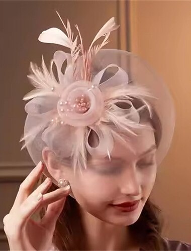  Fascynatorzy Tkanina Pióra Kapelusz Fedora Ślub Herbaciane przyjęcie Wyścigi konne koktajl Elegancja Zabytkowe Kobieta Z Pióro Winieta Nakrycia Głowy