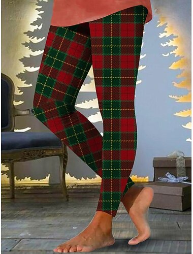  Dame Leggings Mote Gatemote Grunnleggende Full lengde Høy MidjePantsJul Grafisk Snømann Snøfnugg Printer Hold Varm Myk Pustende Elastisk Formell utendørs Feriereise Dyp Grønn Svart Rosa Burgunder Vår