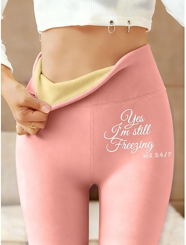  Per donna leggings foderati in pile Pantaloni in Pile Leggings Vacanza Vintage Stile Etnico Lunghezza intera Vita Alta Lettera Calore Termico Comodo Confortevole Elasticizzato Casuale Quotidiano