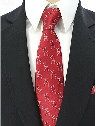  Kerststropdas voor heren met patronen van de Kerstman, rendieren en bomen, feestelijke stropdassen in meerdere kleuren, grappige stropdas voor feestjes en kantoor