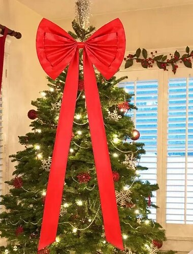  Store røde julebåndsløyfer julepynt juletrepynt – trekoppersløyfer til hjem, kontor eller fest, 78,87/23,62 tommer julegavesløyfer