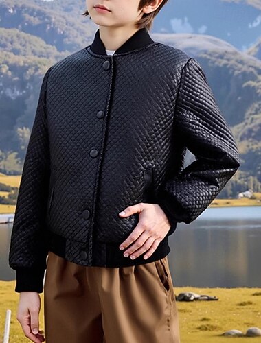 Детские Мальчики Черная кожаная куртка Жакет Верхняя одежда Полотняное плетение Длинный рукав Застегнуться ЗАЩИТА ОТ ВЛАГИ Защита от ветра Пальто Повседневные Мода На каждый день Черный Весна Осень 4   Детские Мальчики Черная кожаная куртка Жакет Верхняя одежда Полотняное плетение Длинный рукав Застегнуться ЗАЩИТА ОТ ВЛАГИ Защита от ветра Пальто Повседневные Мода На каждый день Черный Весна Осень 4