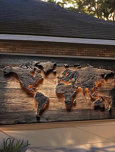 garageportsskydd realistisk trävärldskarta design stor hängande bakgrund pedagogisk 3D dekorativ panel för utomhus inomhus semester fest gård heminredning   garageportsskydd realistisk trävärldskarta design stor hängande bakgrund pedagogisk 3D dekorativ panel för utomhus inomhus semester fest gård heminredning