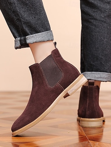  stivaletti chelsea casual in pelle scamosciata da uomo, calzature comode ed eleganti per l'uso quotidiano, autunno &stivali invernali da uomo