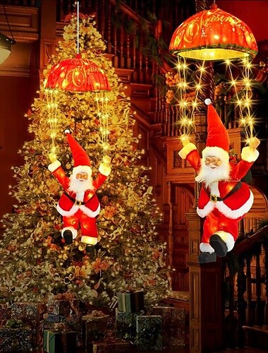  julenissen fallskjerm LED-lys nyttårs julefest feriehjem soverom balkong veranda hage vindusutstilling kjøpesenter atmosfære dekorasjon