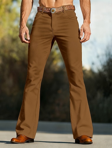  رجالي سروال واسع قاع الجرس بنطلونات تشينوز السراويل جيب الساق المستقيمة سهل راحة ناعم مكتمل الطول الأماكن المفتوحة مناسب للبس اليومي مناسب للخارج موضة أناقة الشارع أسود أبيض مرن نسبياً