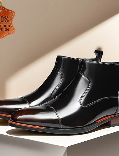 мужские черные ботинки из натуральной кожи с полированным блеском — идеально подходят для свадеб, вечеринок и деловых встреч   мужские черные ботинки из натуральной кожи с полированным блеском — идеально подходят для свадеб, вечеринок и деловых встреч