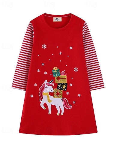 Barn Flickor Klänning Jul Enhörnings Rand Långärmad Utomhus Julklappar Lappverk Mode söt stil Polyester Knälång Vardagsklänning Vår Höst 4 år + Rubinrött   Barn Flickor Klänning Jul Enhörnings Rand Långärmad Utomhus Julklappar Lappverk Mode söt stil Polyester Knälång Vardagsklänning Vår Höst 4 år + Rubinrött