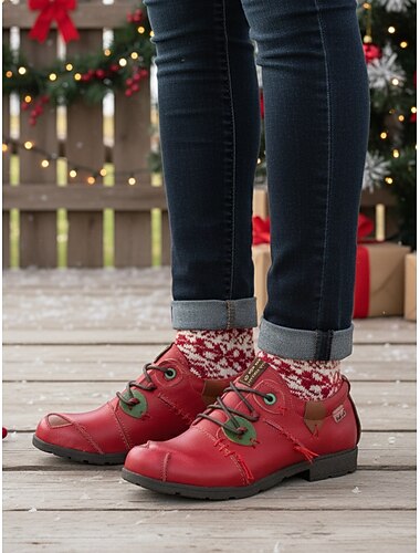  Damskie, zielone, skórzane, sznurowane buty typu oxford z czerwonymi przeszyciami, retro, ręcznie robione, codzienne, płaskie buty dla kobiet, idealne do świątecznych stylizacji i codziennych jesiennych stylizacji