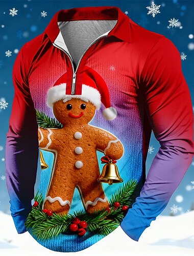 Christmas Miesten Piparkakut miehet Polo Pitkähihainen Poolopaidat Kauluskäänne Vapaa-aika Pyhäpäivä Arki-asut Festivaalin asu 3D-tulostus Quarter Zip Polo Kevät Syksy Talvi Rubiini Apila   Christmas Miesten Piparkakut miehet Polo Pitkähihainen Poolopaidat Kauluskäänne Vapaa-aika Pyhäpäivä Arki-asut Festivaalin asu 3D-tulostus Quarter Zip Polo Kevät Syksy Talvi Rubiini Apila