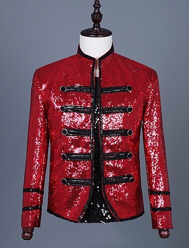  Retro Rokoko Kabát Maškarní Cirkusová bunda Princ Aristokrat Flitry Maškarní kostým Pánské Karneval Plesová maškaráda Mardi Gras Večírek Dospělé Kabát Jaro Podzim zima