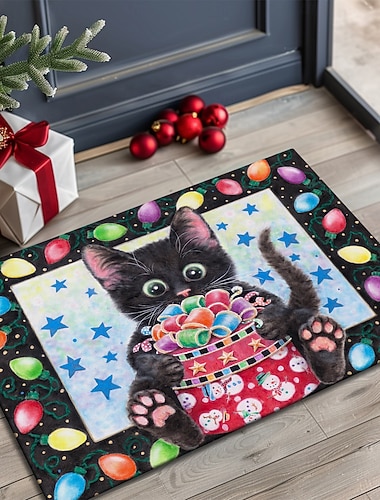  Weihnachts-Fußmatte für Eingangsbereich weicher rutschfester maschinenwaschbarer Faux Kaschmir Haustürmatte festliche Eingangsbereich Teppich Weihnachtslichter von Kayomi Harai