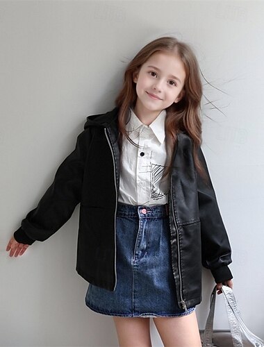 Παιδιά Κοριτσίστικα Μαύρο δερμάτινο μπουφάν Jachetă Συμπαγές Χρώμα Μοντέρνα Φερμουάρ Τσέπη ΕΞΩΤΕΡΙΚΟΥ ΧΩΡΟΥ Παλτό Εξωτερικά ενδύματα 4-12 χρόνια Φθινόπωρο Μαύρο   Παιδιά Κοριτσίστικα Μαύρο δερμάτινο μπουφάν Jachetă Συμπαγές Χρώμα Μοντέρνα Φερμουάρ Τσέπη ΕΞΩΤΕΡΙΚΟΥ ΧΩΡΟΥ Παλτό Εξωτερικά ενδύματα 4-12 χρόνια Φθινόπωρο Μαύρο
