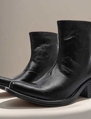  Černé pánské kotníkové boty z umělé kůže s elegantním designem – všestranná obuv pro běžné i formální příležitosti