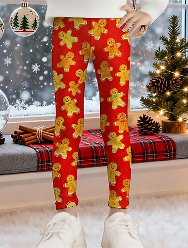 Новогодняя тематика Девочки 3D Графика Пряничные человечки Брюки Леггинсы Весна Осень Симпатичные Стиль Классический Дети 4-12 лет на открытом воздухе Повседневные Стандартный   Новогодняя тематика Девочки 3D Графика Пряничные человечки Брюки Леггинсы Весна Осень Симпатичные Стиль Классический Дети 4-12 лет на открытом воздухе Повседневные Стандартный